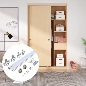 Steel Track Closet Bypass Sliding Door Hardware Kit