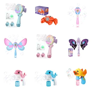 Summer Outdoor Plastic Toys Light up Bubble Gun Bubble Machine Toy for Kid