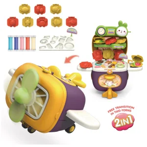 Xinbo New Design Pretend Play Kitchen Food Desserts Molds Play Dough Airplane Storage Case Cooking Set Toy for Kids