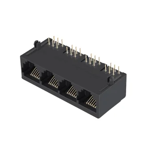 High Quality Industrial 6P6C 1x4 Port RJ11 Modular Jack Without Magnetics