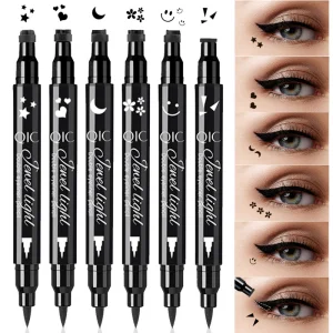 For Qic Qini Double-Ended Stamp Eyeliner Waterproof Quick-Drying Non-Smudge with Color Pattern Embellished Liquid Form for Eye