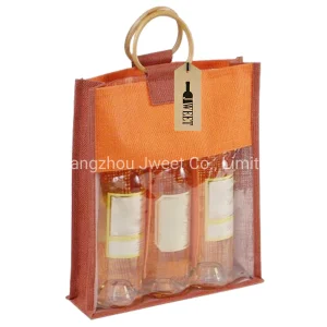 Custom Round Bottle Cotton Linen Wine Drawstring Gift Bag