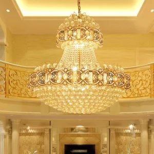 villa retest building living room large Luxury custom led gold mosque crystal chandelier light