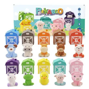 Children Color Sorting Animal Matching House Montessori Game Rainbow Finger Puppet Number Cognition Parish Learning Sensory Toys