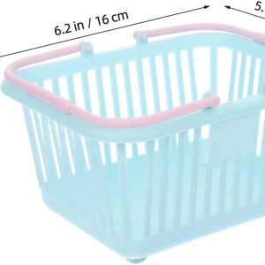 Small Plastic Basket Handles 4-Pack Kids Toy Shopping Bathroom Playroom Organization Mini Storage Bins Boys Girls 6.29X5.11X3.46