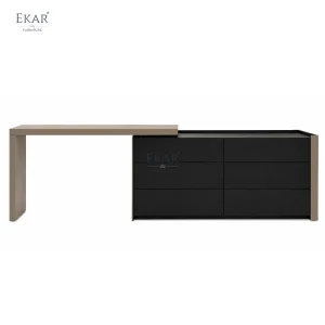 Wholesale Modern Bedroom Furniture Wooden Dressing Table with Round Mirror Storage Drawers Makeup Vanity Set OEM ODM
