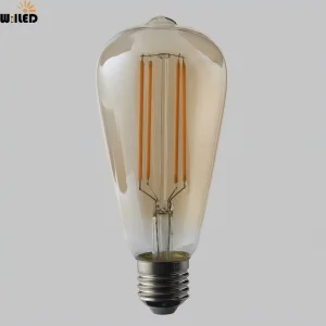 Decorative E27 8W 220V 230V 240V AC Dimmable Long Filaments Amber Glass St64 LED Light Bulb Vintage Antique LED Filament Light for Pendant Chadelier