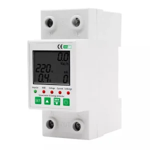 Vida Inteligente 220V Mini Disjuntor Automático Tuya PV 63A com Controle Remoto WiFi 220V Proteção contra Sobretensão e Vazamento de Corrente