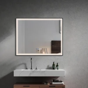 Wall Home Decor Makeup Smart Mirror Framed Rectangle Bathroom LED Mirror with Lights Touch Switch Defogger Bluetooth with UL/CE/ETL