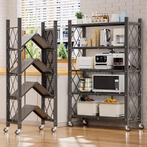 Foldable Household Organizer Light Duty Shelving Units Metal Steel Storage Rack for Kitchen