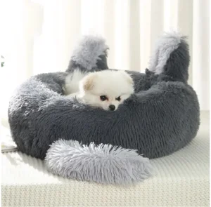 Hot Sale Cute Rabbit Ears Pet Nest Soft Plush Donut Dog Cat Bed Pet Sofa Bed