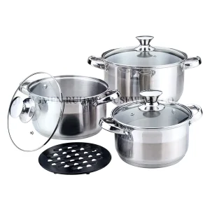 New Design Kitchenware 7PCS Stainless Steel Cookware Set with Steamer Rack