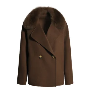 Fox Fur Collar Cashmere Wool Coat