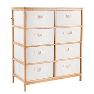 Bamboo Chest with 8 Drawer Bedroom Storage Organizers with Removable Drawers Bamboo Shelf Furniture