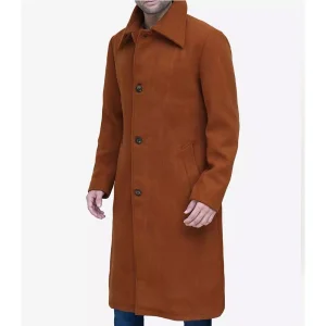 Elegant Men's Wool Blend Trench Coat Winter Jacket
