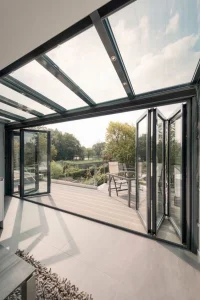 Best Quality Storm Proof Heat Insulation Aluminum Glass Door Exterior Folding Doors Bifold Doors for Buildings Folding Gate