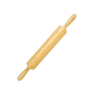 WDF Natural Bamboo Eco-friendly Dough Roller 360&deg; Rotation Cookie Dumpling Skin DIY Tool Non-stick Rolling Pin for Baking