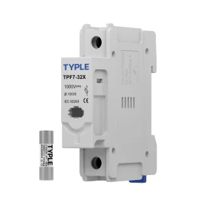 TYPLE 1000V DC Fuse Holder 1P 10x38mm DIN Rail Mount Solar PV Fuse Base LED Indicating for Combiner Box Protection CE Certified