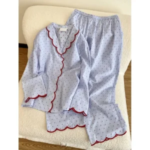 French Style Long Sleeve Pajamas Set
