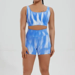 Conjunto de teñido anudado sin costuras, sexy, con cintura alta para entrenamiento, gimnasio y yoga. Ropa de fitness sexy para mujeres