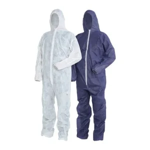 Overoles con capucha personalizados impermeables reforzados de PP PE blancos, estériles y microporosos, traje de protección PPE
