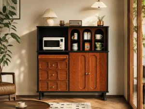 Mid Century Solid Wood Sideboard Cabinet