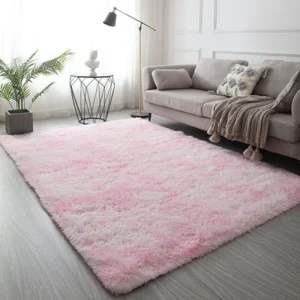 Pink Color High Pile Plush Carpet Fur Rug for Living Room Decor