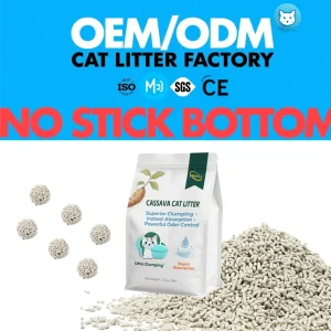 Manufacturer OEM Premium Cassava Bamboo Plant Cat Sand No Additive Scent Stripe Shape Strong Clumping Plant Cat Litter