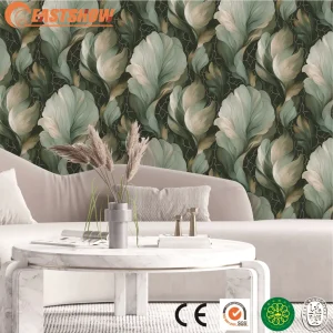 Colorful Ginkgo Leaf Shape Wallpaper European Design Banana Leaf Wallpaper Luxury Wallpaper Home Decoration