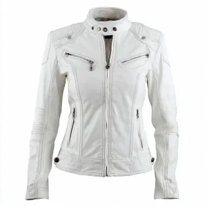 Women's Motorcycle Leather Jacket OEM Windproof Breathable Eco-Friendly Cotton Filled Knitted Woolen Full Sleeve Winter