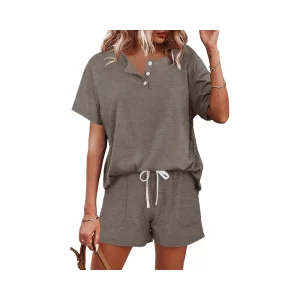 Women Premium for Two Piece Short Set Solid Spandex/Cotton Quick Dry Summer Casual Comfort Wear