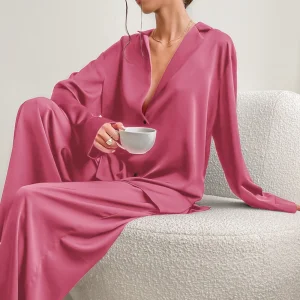 Custom Silk Women Lounge Wear Sets Two Piece Pajamas Oversized Loungewear Set Unisex Satin Sleepwear Set