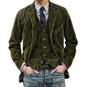 High-Quality Slim-Fit Single-Breasted Polyester Wedding-Groomsmen Formal-Casual Classic Durable Men's Corduroy Blazer