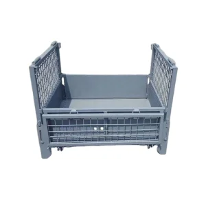 Foldable Stackable Metal Powder Coated Cage Gitterbox for Transportation Warehouse Storage