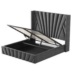 Cama multifuncional para dormitorio, cama de plataforma de tela de PU