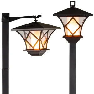 1.5m LED Outdoor Garden Flame Solar Wall Light Street Landscape Spot Lamp