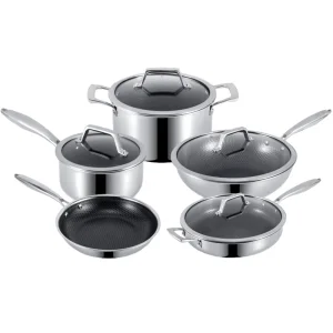Yolecen OEM Luxury Stainless Steel Cookware Set 10-Piece Non-stick Ceramic Pan 304 316 Durable Lightweight Oven Safe