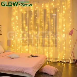 300 Luz de Cortina de Fio LED para Janela, Decoração de Natal, Quarto, Casamento, Festa, Fundo de Jardim, Uso Interno e Externo (Branco)