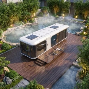 Luxury Off-Grid Space Capsule House with Bathroom Prefab Modular Homestay Pod for Island Resort