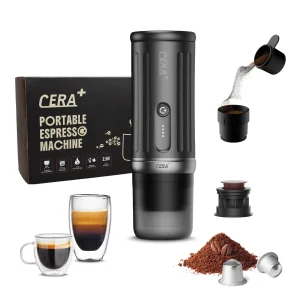 Cera+ Portable Espresso Coffee Maker 20bar USB Electric Car Powered for Travel &amp; Outdoor Use PCM03s