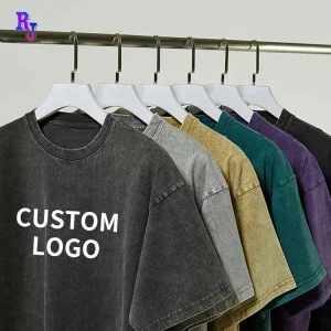 Oem Wholesale Washed Tee Heavy Weight Tshirt Boxy Black Oversized T-Shirt Men'S Graphic Acid Wash Vintage Custom T Shirt