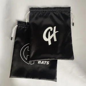 Bolsa de almacenamiento de regalo personalizada de lujo de satén de seda para pelucas, bolsos, zapatos, sombreros, con cordón para gorras de béisbol