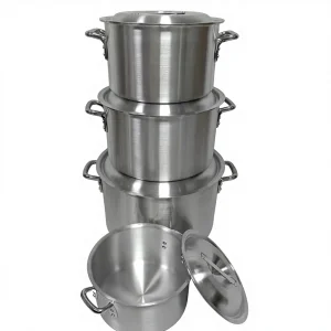 Heavy Duty Aluminum Stock Pot Set Extra Thick Cooking Casserole with Lid 27cm 33cm 39cm 45cm for Commercial Kitchen Restaurant
