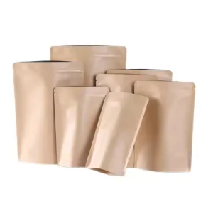 Brown Color Kraft Paper Stand up Pouch Inside Aluminized