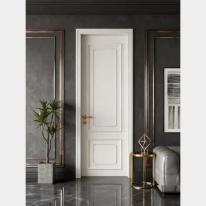 Porta de Painel de Madeira MDF Interior Principal Composto para Quarto Sólido Moderno Estilo Francês Flush de Quadro Luxuoso em Mogno à Prova de Som Natural Personalizada e Impermeável Preço
