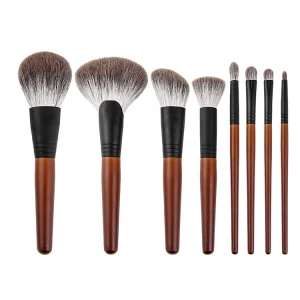 Factory Direct Wholesale Highend Natural Animal Hair Wood Powder Foundation Blusher Eye Shadow Makeup Brushes
