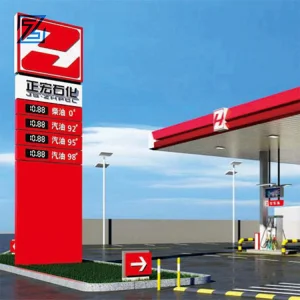 Wholesale Custom-made Stainless Steel Canopy LED Light Source 8-Year Lifespan Design Install Service for Gas Station Pylon Sign