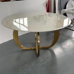 Elegant 1.4m Living Room Art Stainless Steel Gold Dining Table for Modern Homes