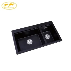 Dual-Purpose Odor-Resistant Asymmetric Quartz Double Bowl Granite Composite Sink