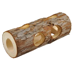 Wooden Hamster Mouse Toy Rustic Log Bark Wood Hollow Tree Trunk Hamster Raw Chew Toy